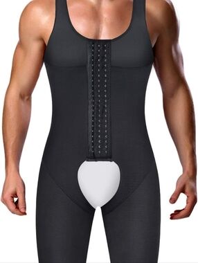 Men's Black Shapewear sz 2XL with Front Zipper sculpting workout support OP
